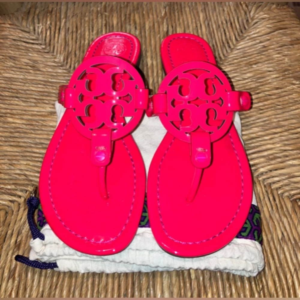 Tory Burch Neon Fluorescent Hot Pink  Miller Sandals